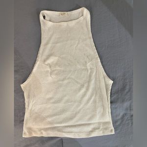 J Galt/Brandy Melville high-necked, ribbed white tank top. One size. Fits S/M.